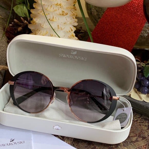 Authentic SWAROVSKI ROUND 51 metal/Acetate SWAN crystals sunglasses - Picture 15 of 16